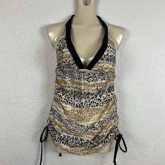 Venus Women’s Metallic Animal Print Swim Top Size 14 Tankini Top - Picture 1 of 7